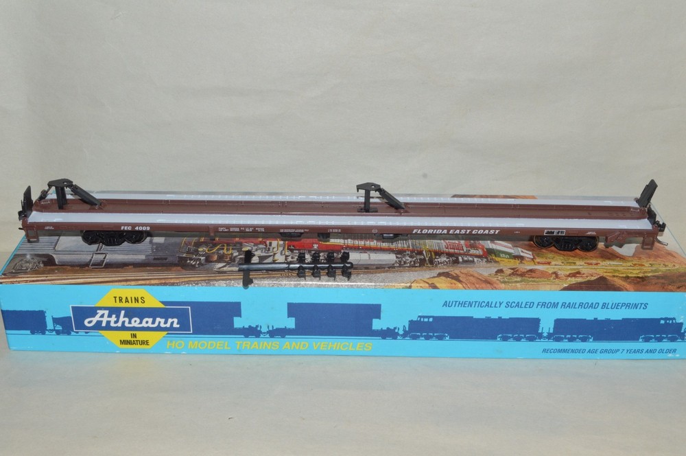 HO Athearn Florida East Coast Ry 85' AP container trailer piggyback flat car