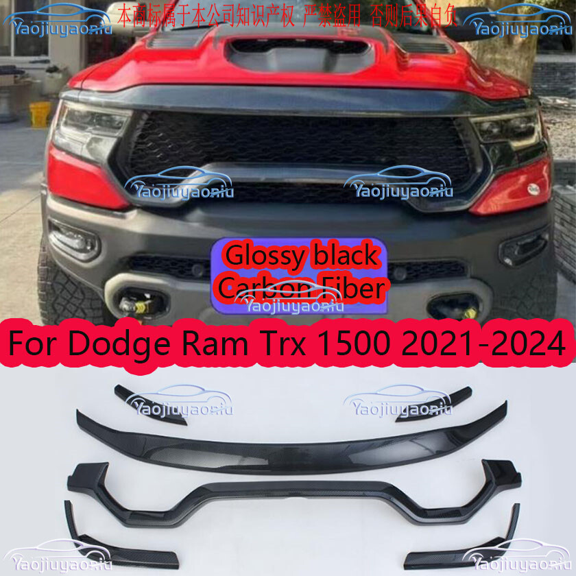 ABS Carbon Front Engine Cover Grill Grille Trim For Dodge Ram Trx 1500 2021-2024
