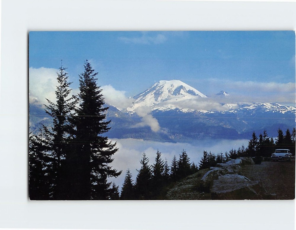 Postcard Mt. Rainier from Stevens Canyon Road lookout Western Washington USA