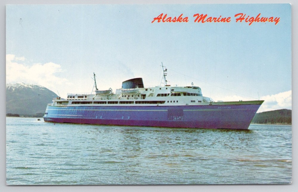 M.V. Malaspina Ferry Alaska Marine Highway Vintage Postcard C.P. Johnston