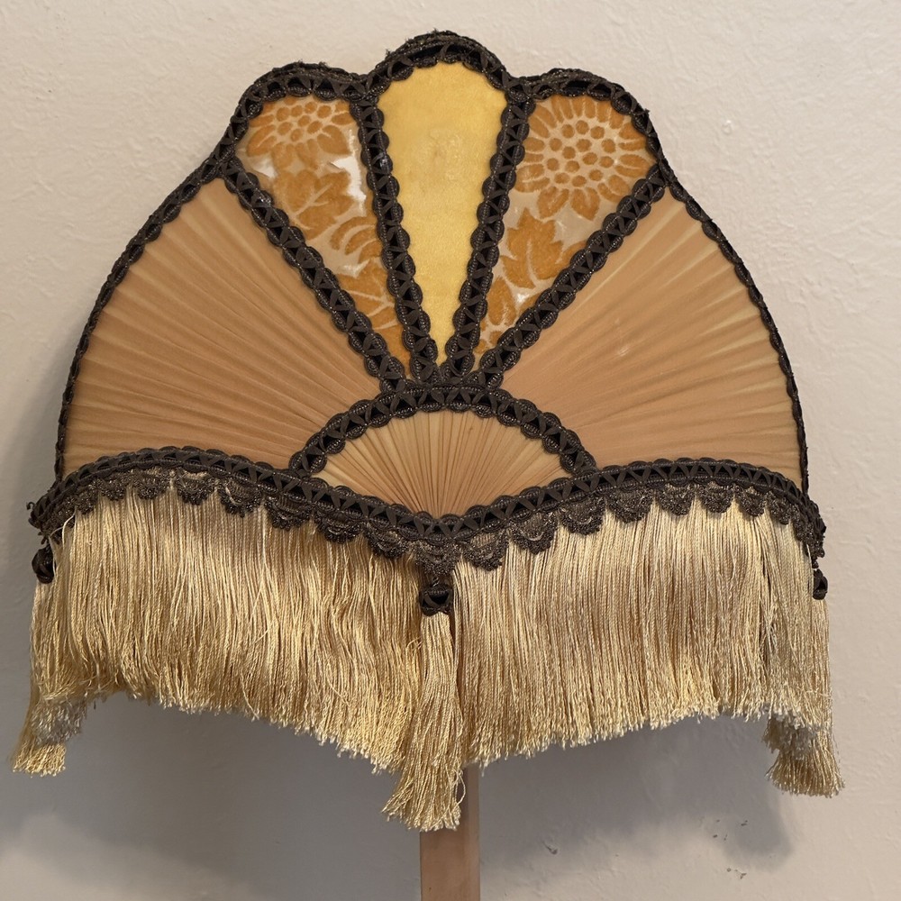 Vtg Antique? Victorian Floor Lamp Shade Fringe Art Deco Boho Large AS IS READ