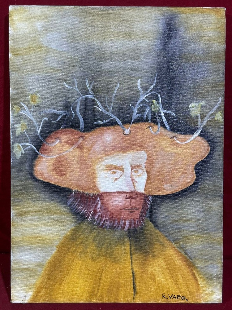 REMEDIOS VARO oil painting on  canvas, vtg stamped signed