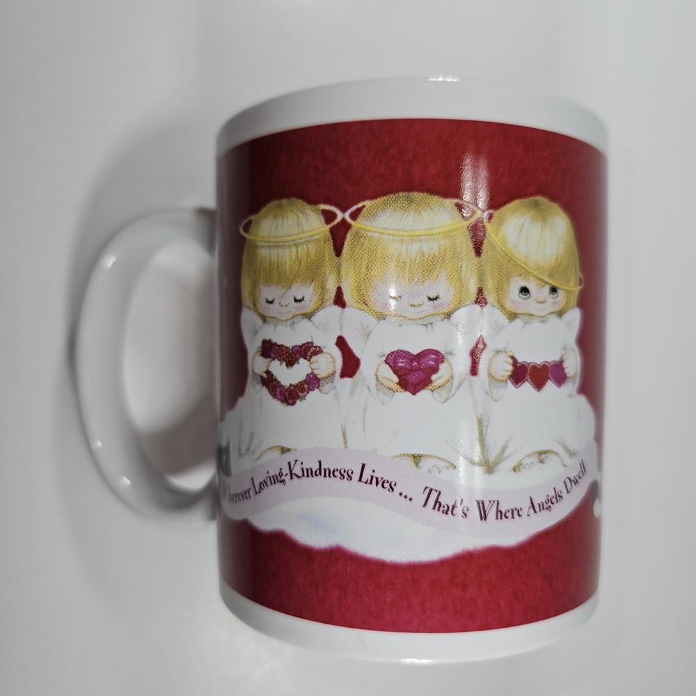 Vintage Red Valentine Hallmark 3 Angels Coffee Tea Mug Cup