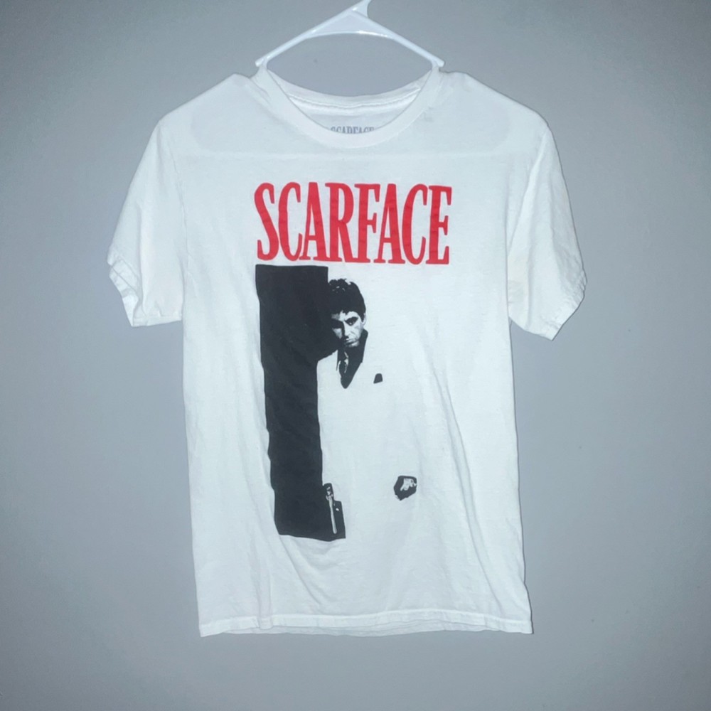 Scarface Tony Montana Graphic White S Men's Short Sleeve Cotton T-Shirt