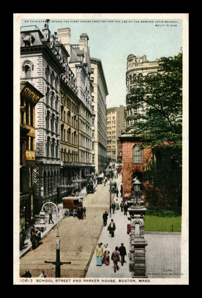 Phostint Postcard School Street And Parker House Boston Massachusetts Unposted