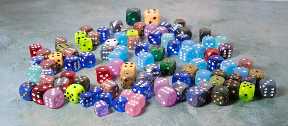 Chessex Dice lot - D6 Dice with Pips - factory seconds - assorted size