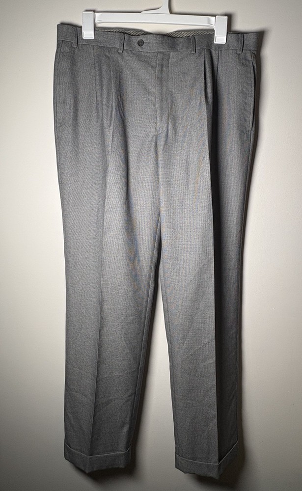 Lauren Ralph Lauren Mens 38×32 Gray Dress Pants Slacks Cuffed Pleated