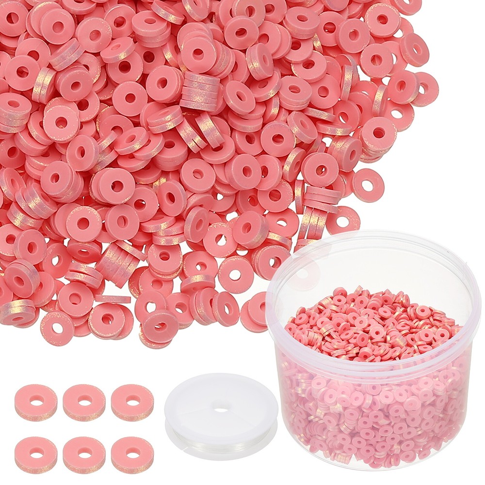 3000 Pcs Rose Gold 6mm Flat Clay Beads Friendship Bracelet DIY Kit with Cord