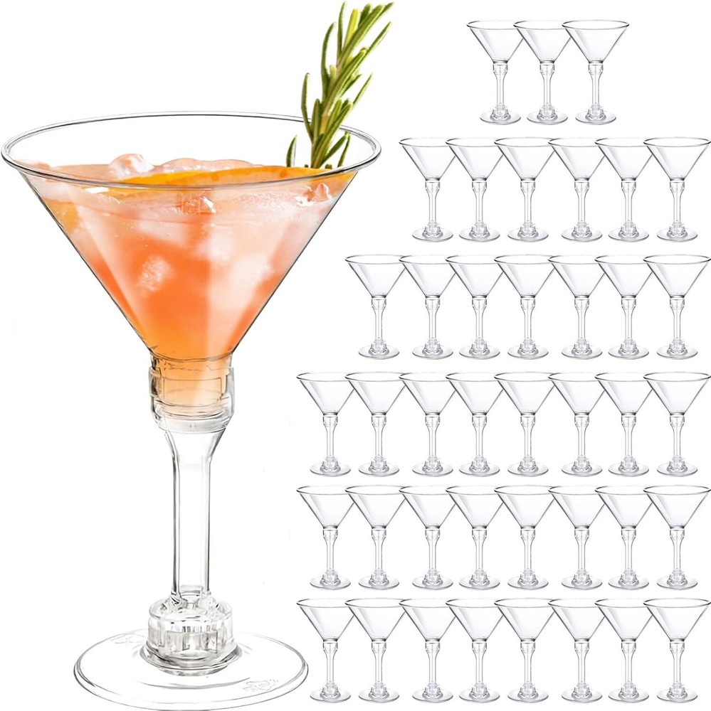 40-pack 5 oz plastic martini glasses disposable wine glasses for parties