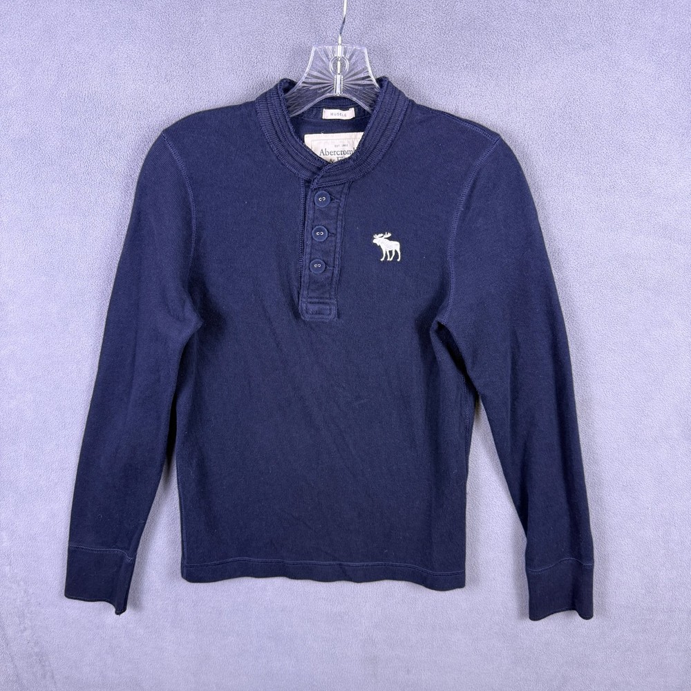 VTG Y2K Abercrombie & Fitch Shirt Mens Waffle Henley Muscle Sweater Thermal S