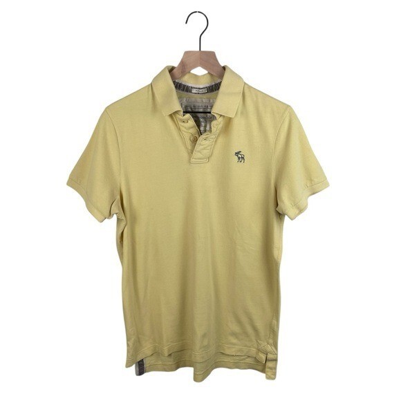 Vintage Y2K Abercrombie & Fitch Muscle Polo Tee Size Large Pale Yellow Preppy