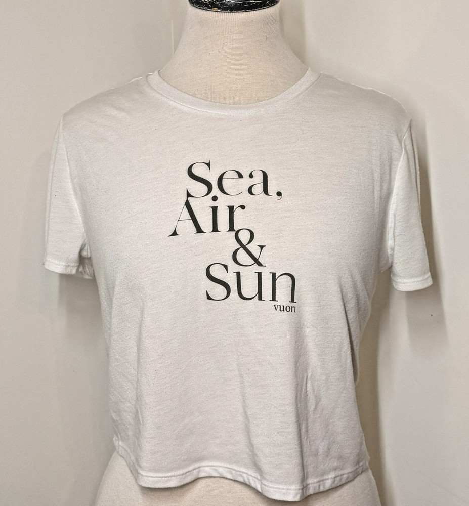 Vuori Shirt Womens Sea Air Sun Tee Cropped Short Sleeve Running Yoga Gym Sz S