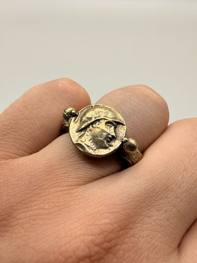 Ancient Roman intaglio Solid Bronze Signet Seal Stamp Rare Ring