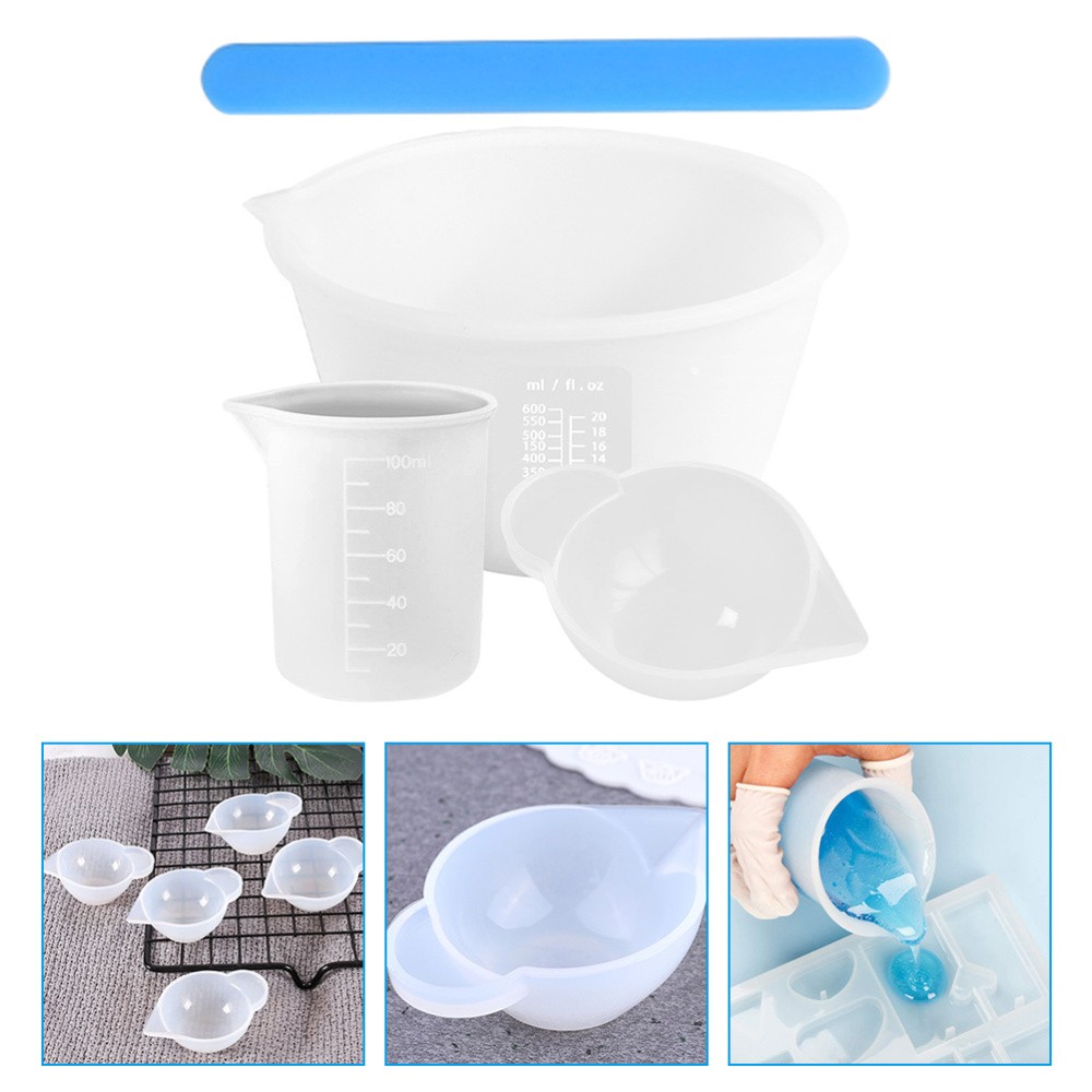Silicone Measuring Cup Set with Epoxy Mixing Sticks DIY Resin Tools