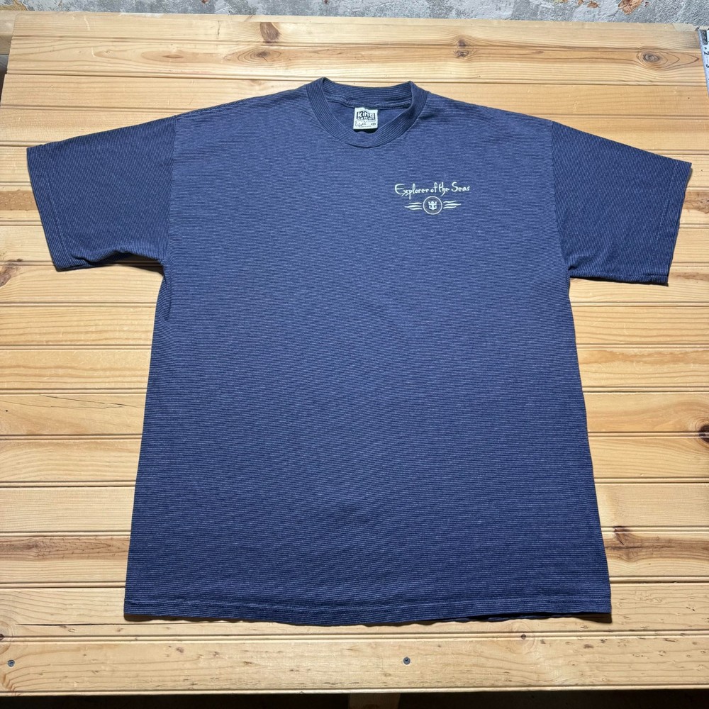 Vintage Y2K Explorer of the Seas Royal Caribbean Mini Striped T-Shirt USA - 2X