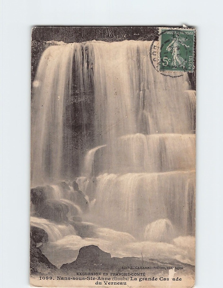 Postcard Grande Cascade du Verneau Nans sous Sainte Anne Doubs France Waterfall