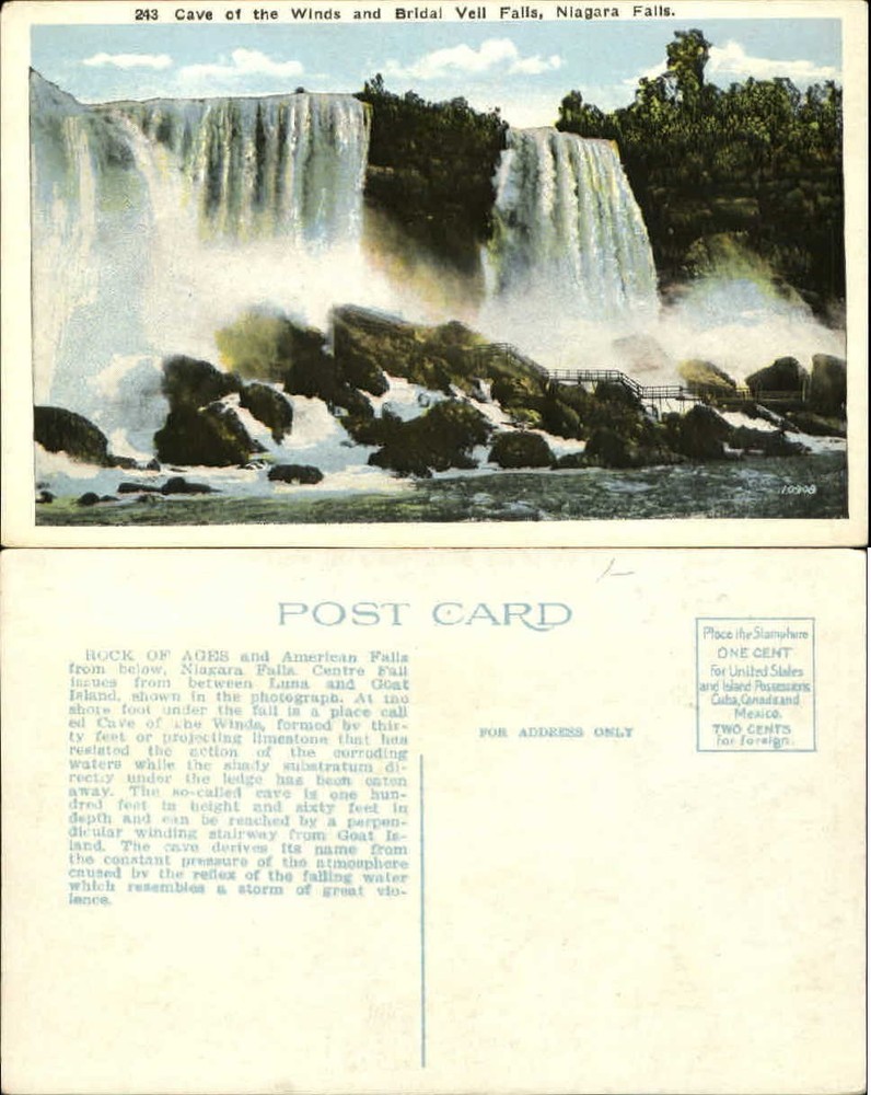 Cave of the Winds Bridal Veil Falls Niagara Falls New York NY 1920s