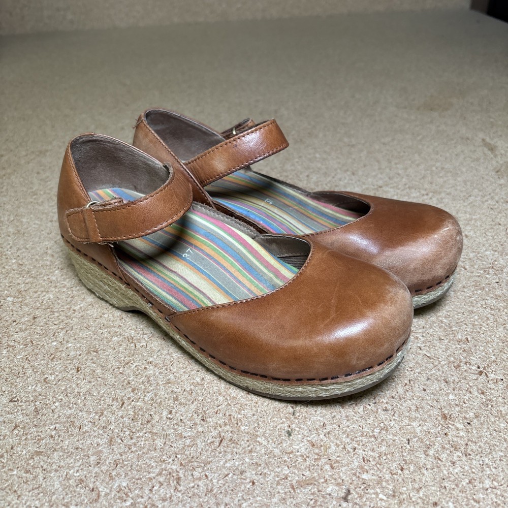 Dansko Maryjane Full Grain Leather Clog Brown (Whiskey) EU 37 US Womens 6.5-7