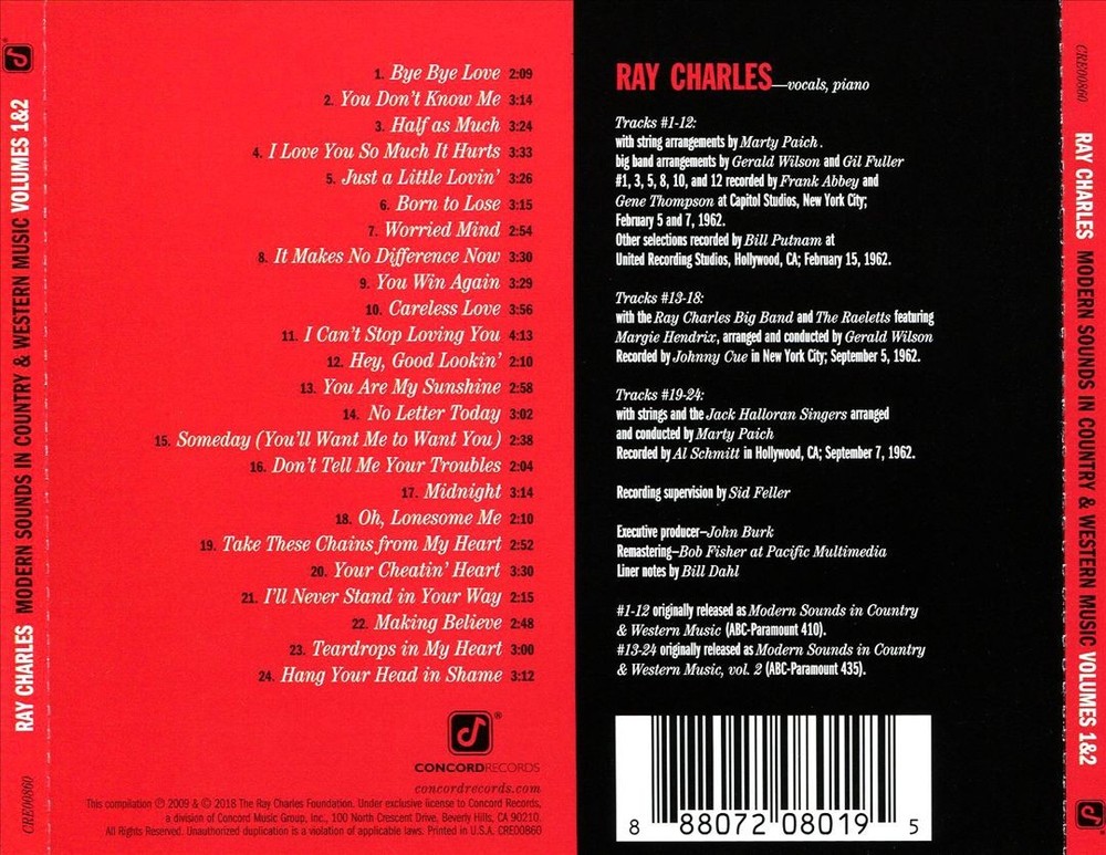 Ray Charles Modern Sounds In Country And Western Music, Vols. 1-2 New Cd