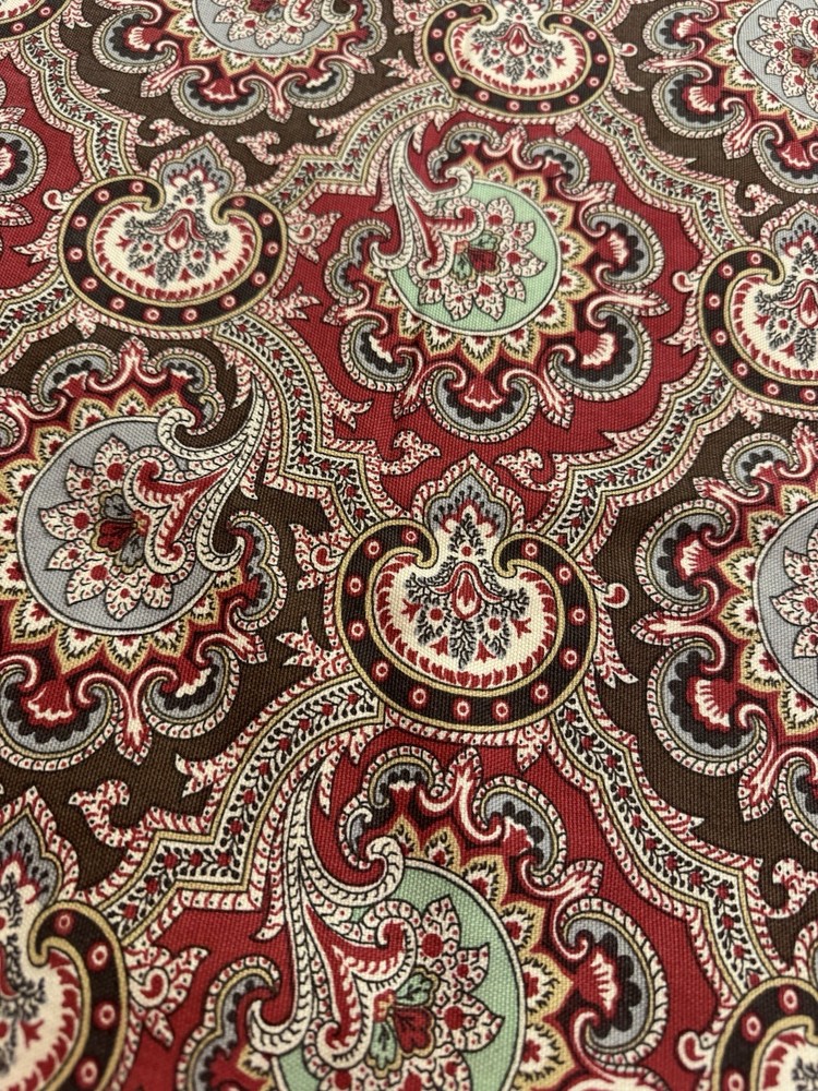 Tommy Hilfiger Home Cotton Fabric Shower Curtain RICH RED BROWN PAISLEY 70 x 72