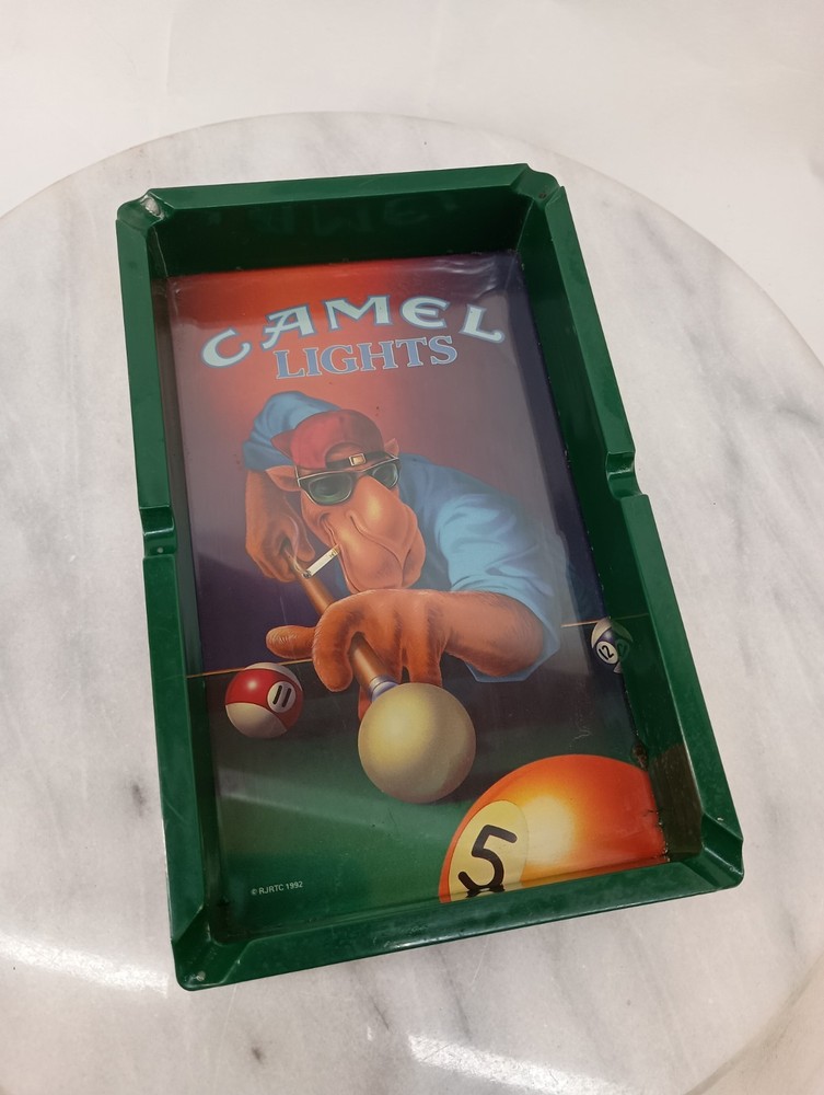 Vintage Camel Lights Cigarettes' Joe Camel Pool Table Scene Ashtray Advertising