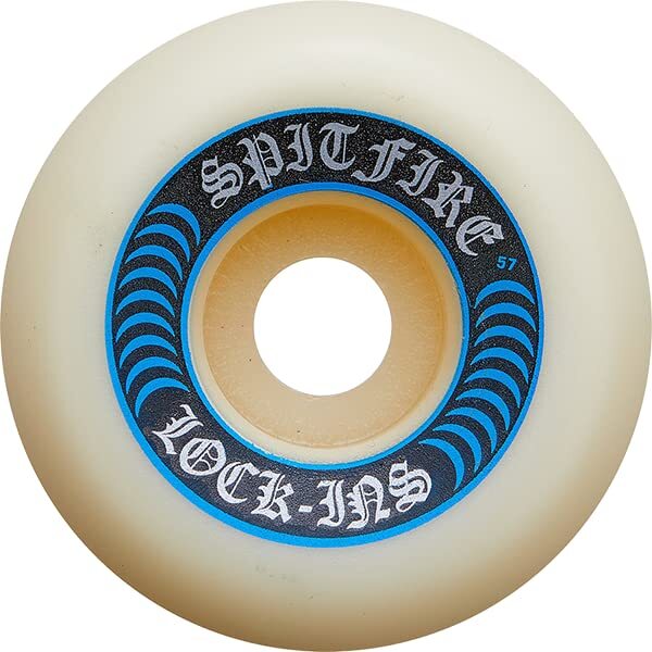 Spitfire F4 99a Lock Ins 57mm White W/Blu Skateboard Wheels (Set of 4)