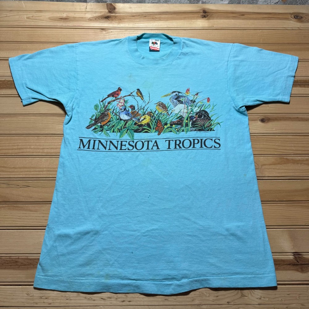 Vintage 80s 1988 Minnesota Tropics Birds Flowers Souvenir T-Shirt USA Made Large