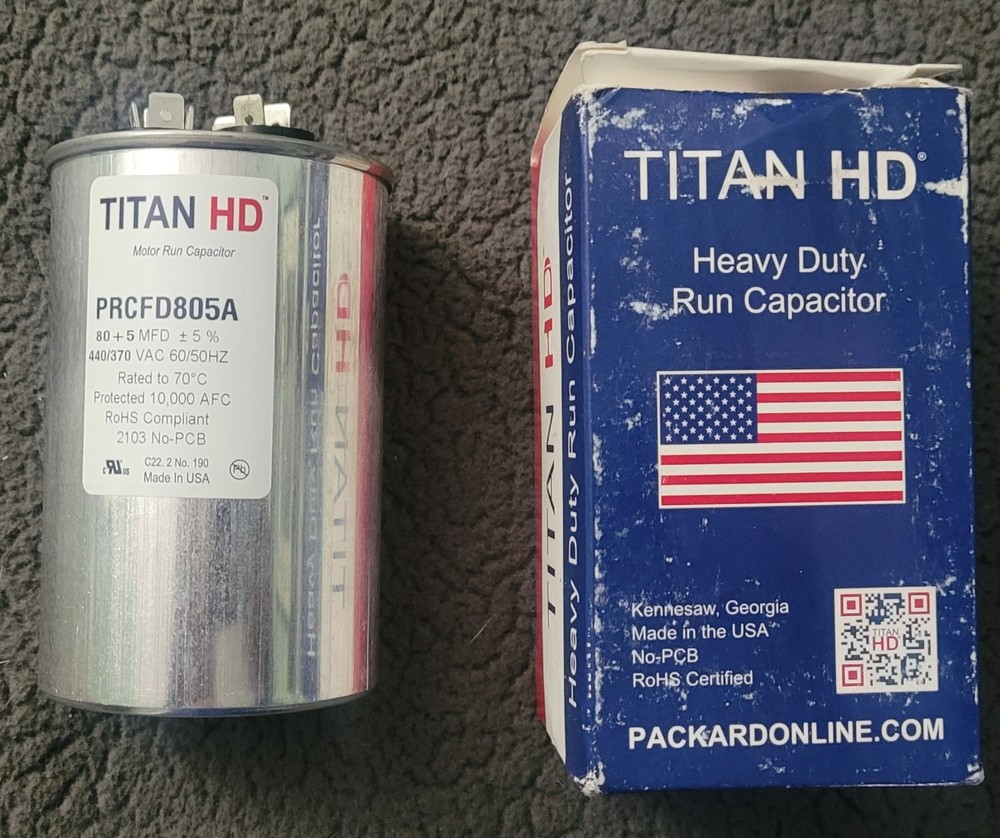80+5 Run Capacitor Round 80+5 MFD 440/370V HVAC run capacitor 80/5 run capacitor
