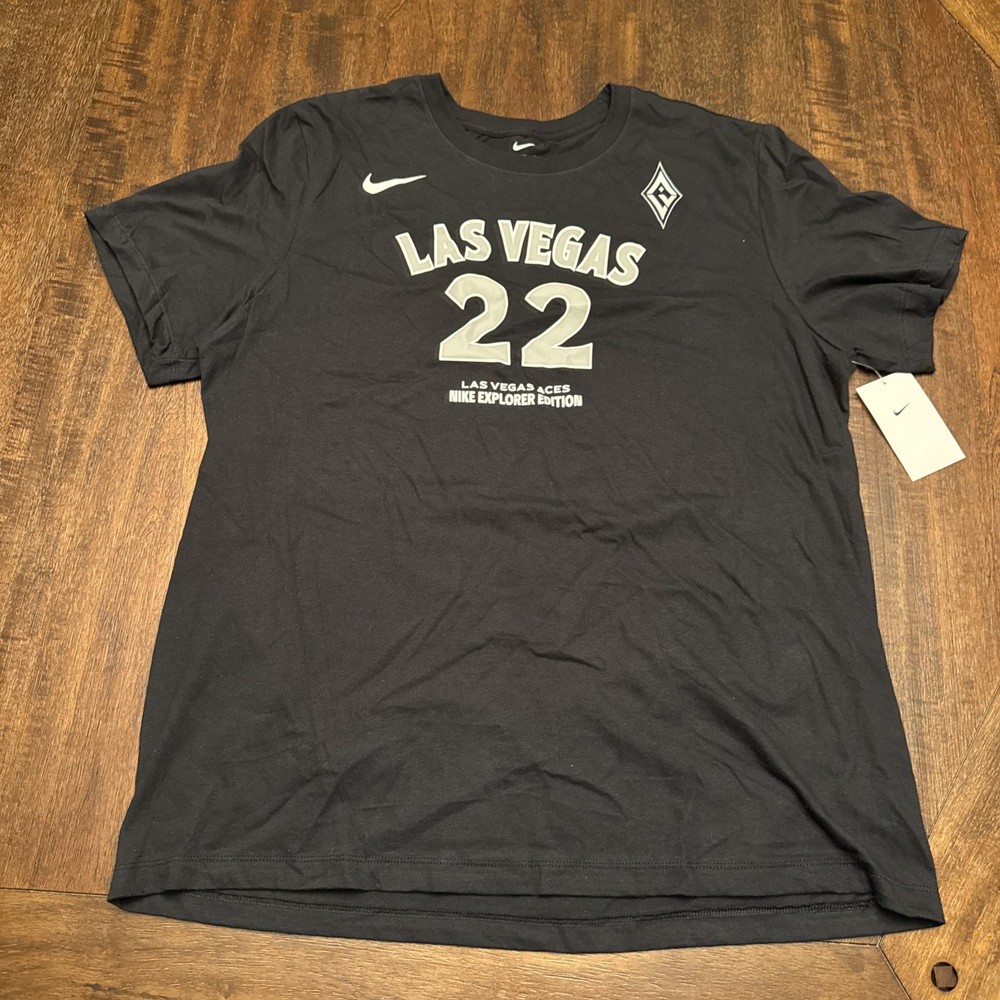 Nike Adult Las Vegas Aces A'ja Wilson #22 Explorer Black T-Shirt Size Xlarge NWT