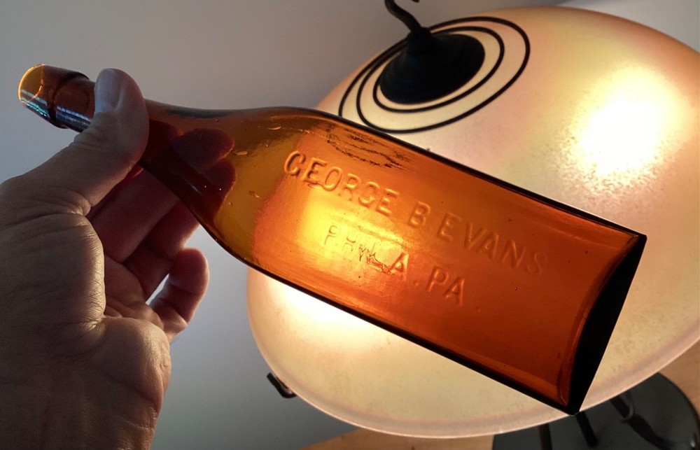 Unusual Philadelphia PA Blob Top Bottle Triangle 3 Sided Shape George B Evans.