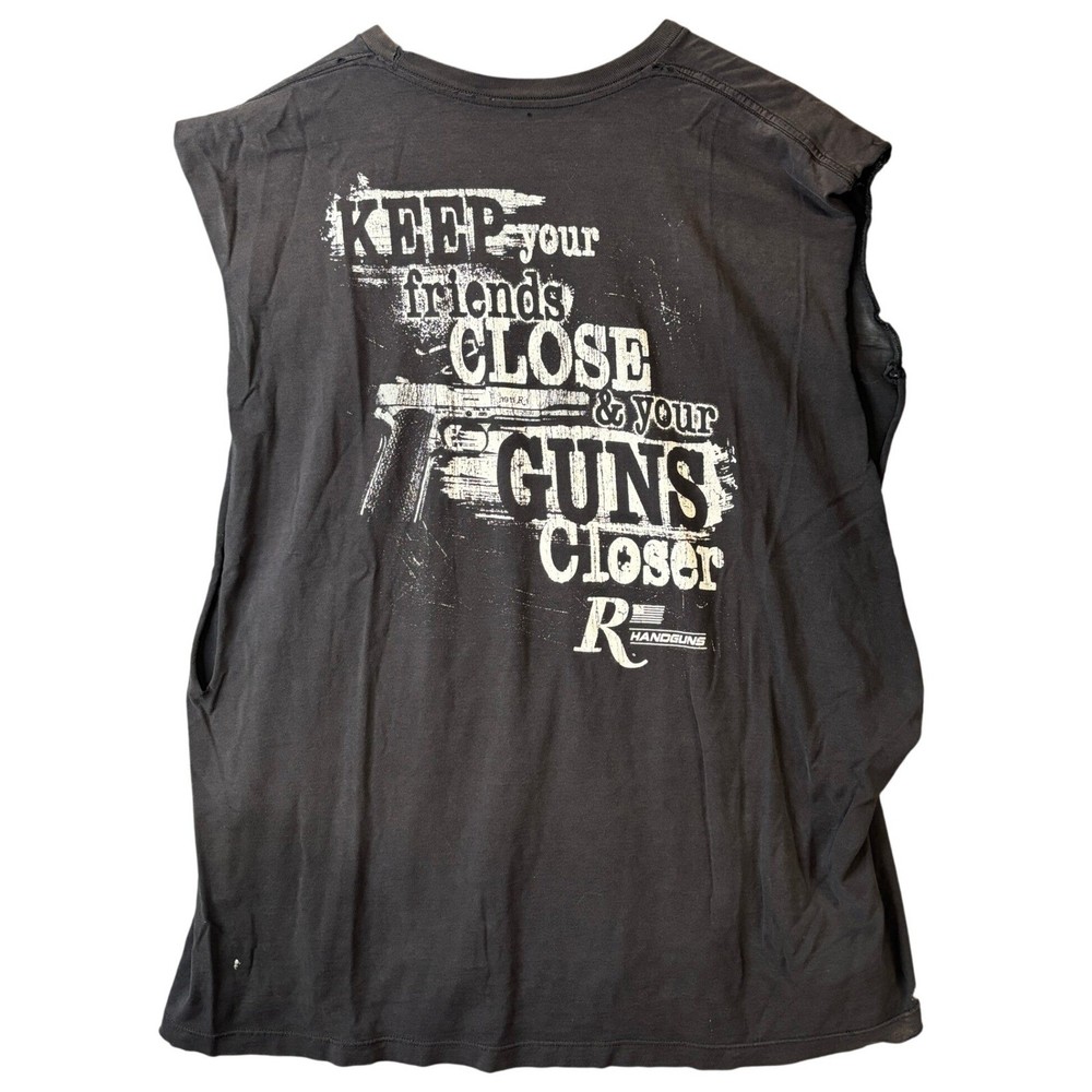 Vintage Remington Mens Distressed T-Shirt Black Guns Graphic Tank Top Size XL