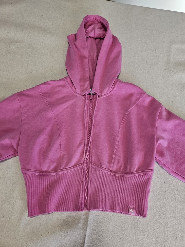 JoyLab Women's Pink Full Zip Boxy Fit Crop Hoodie Size Small New with Tags