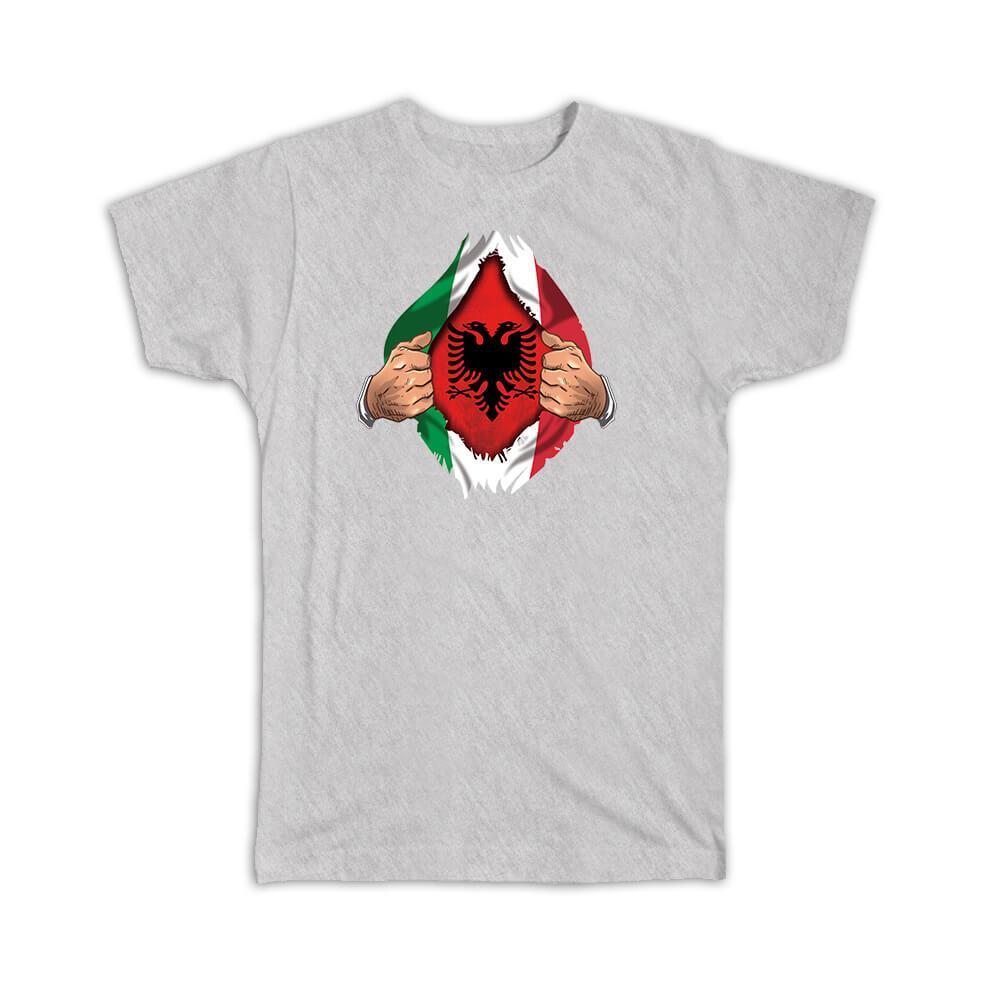 Albania Italy Flag T-Shirt - Dual Nationality Pride Design