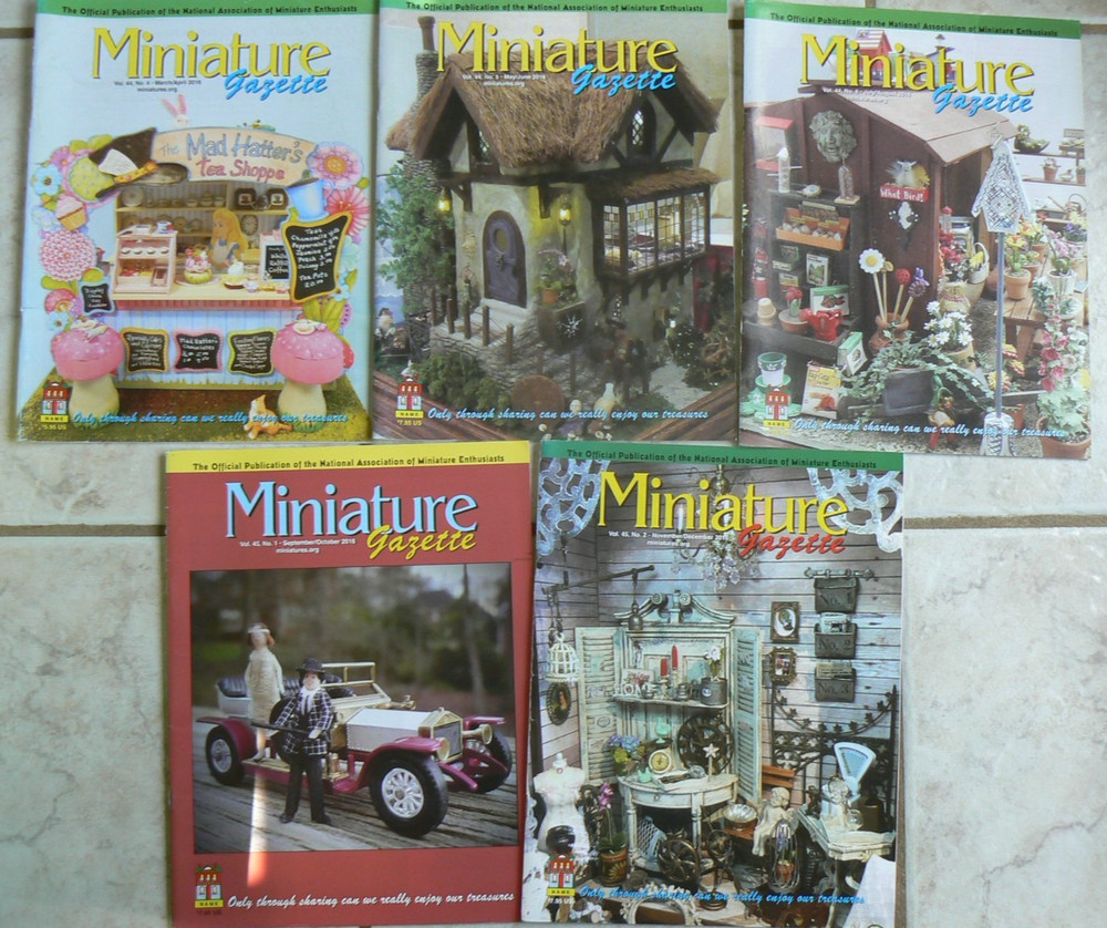5 Miniature Gazette 2016 magazine, missing Jan/Feb only, dollhouse + NAME