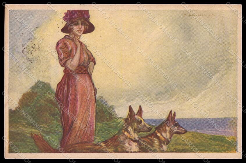 Artist Signed Corbella Glamour Lady German Shepherd Dog serie 464-3 pc VK7136