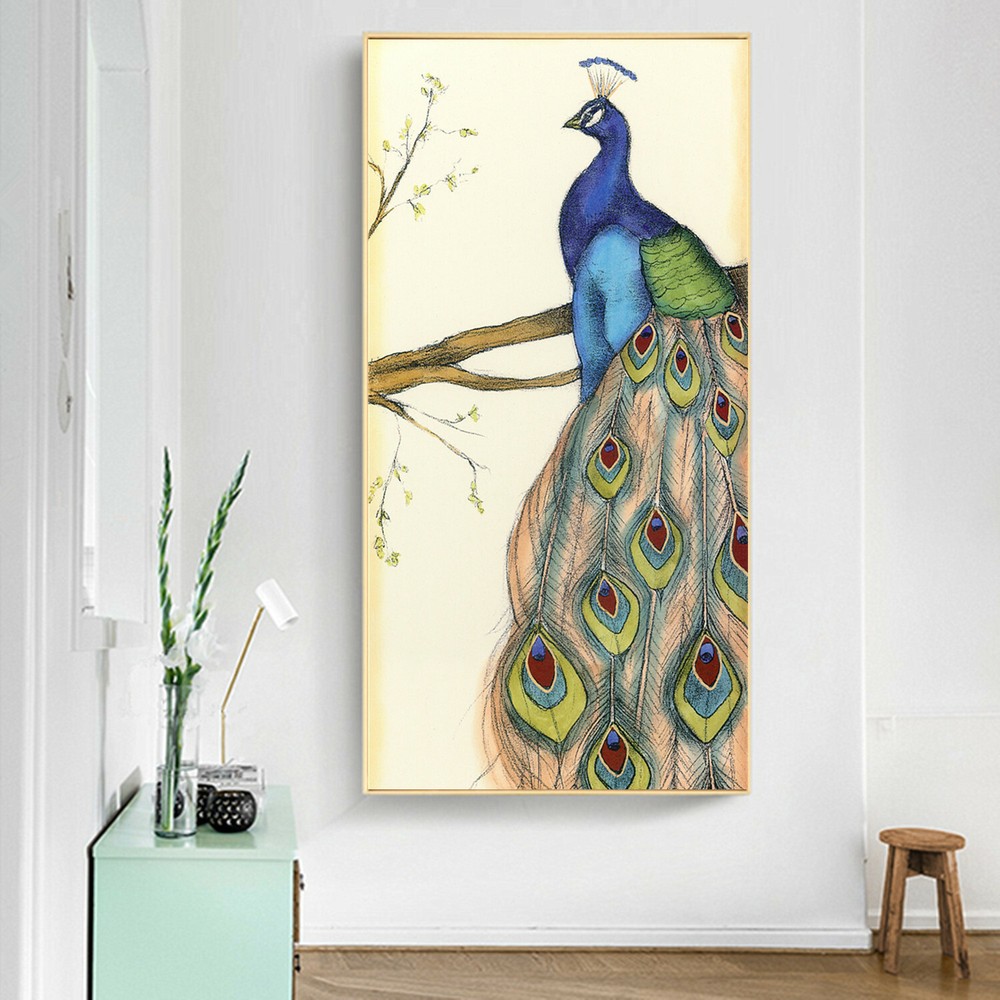 Abstract Art Peacock Canvas Poster Fabric Oil Paint Wall Decor No Frame S345-image