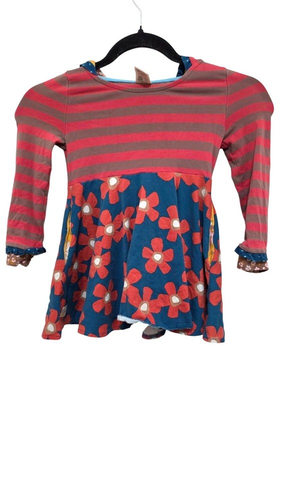 Wild Flower EUC Girls Teen Tween Striped & Floral Hoodie Dress Size 4