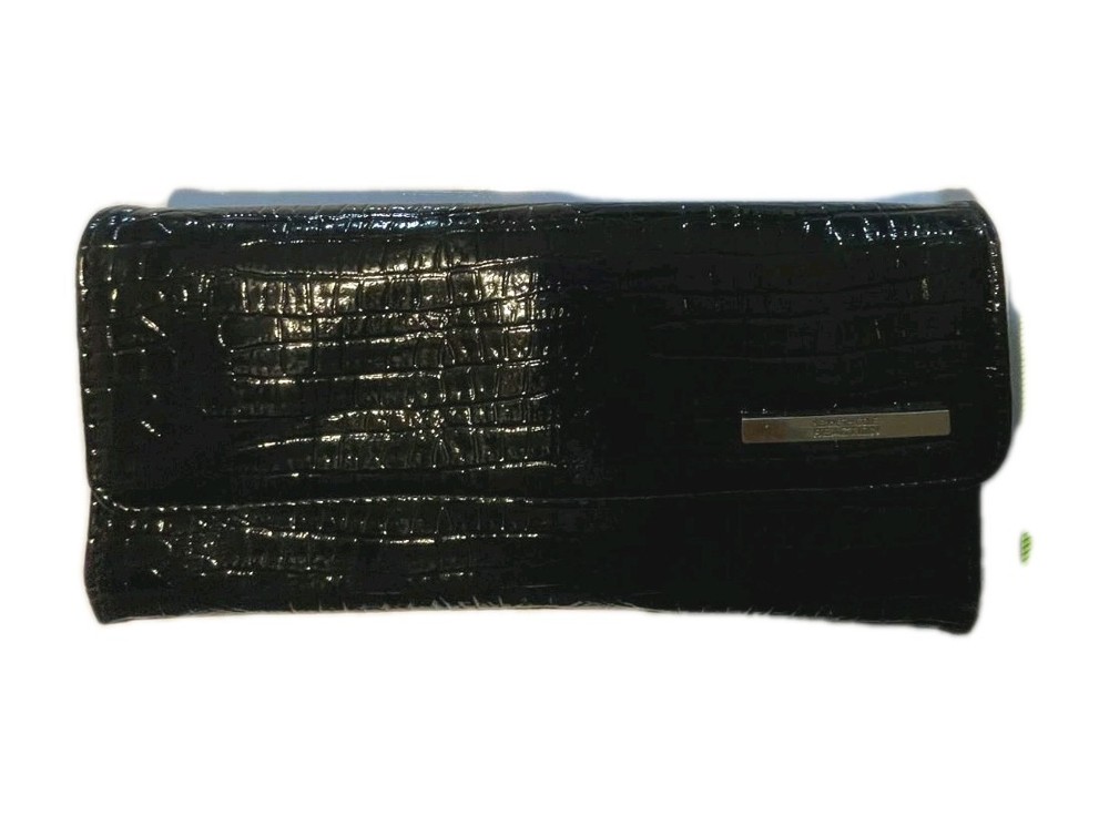 KENNETH COLE REACTION Black Gator Textured Leather Wallet Clutch Tried & True