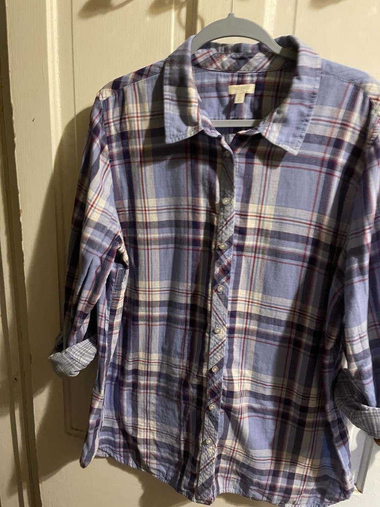 Talbots Women's Long Sleeve Plaid Shirt XL