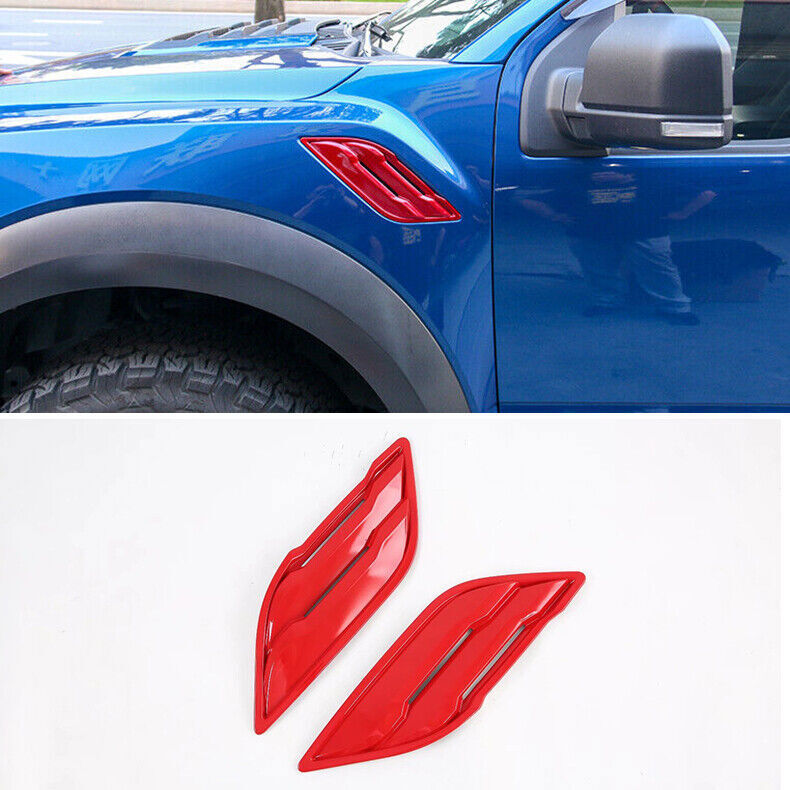 For Ford F-150 2015-2020 Gloss Red Side Air Flow Fender Intake Vent Cover trim