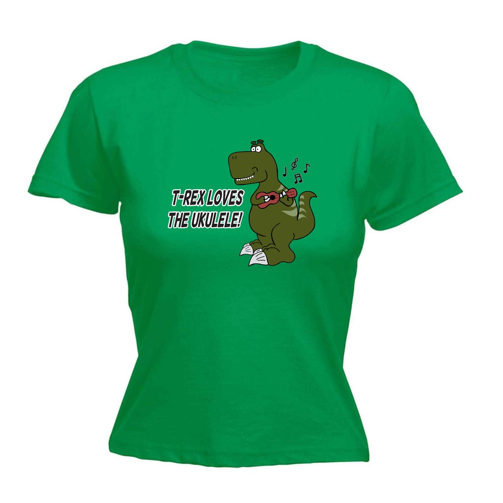 Trex Loves Ukulele Dinosaur - Womens T Shirt Funny T-Shirt Novelty gift tshirt