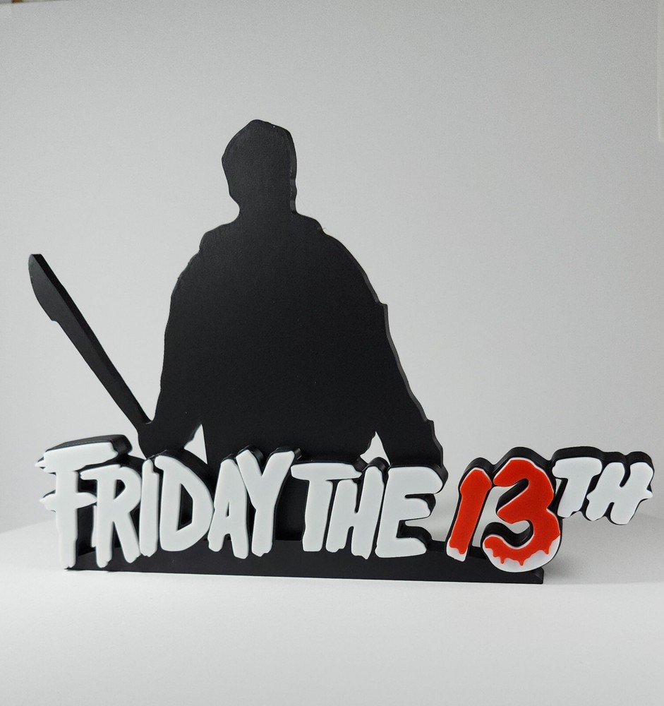 Friday The 13th Silhouette 3D printed Memorabilia Cult movie Logo stand 8