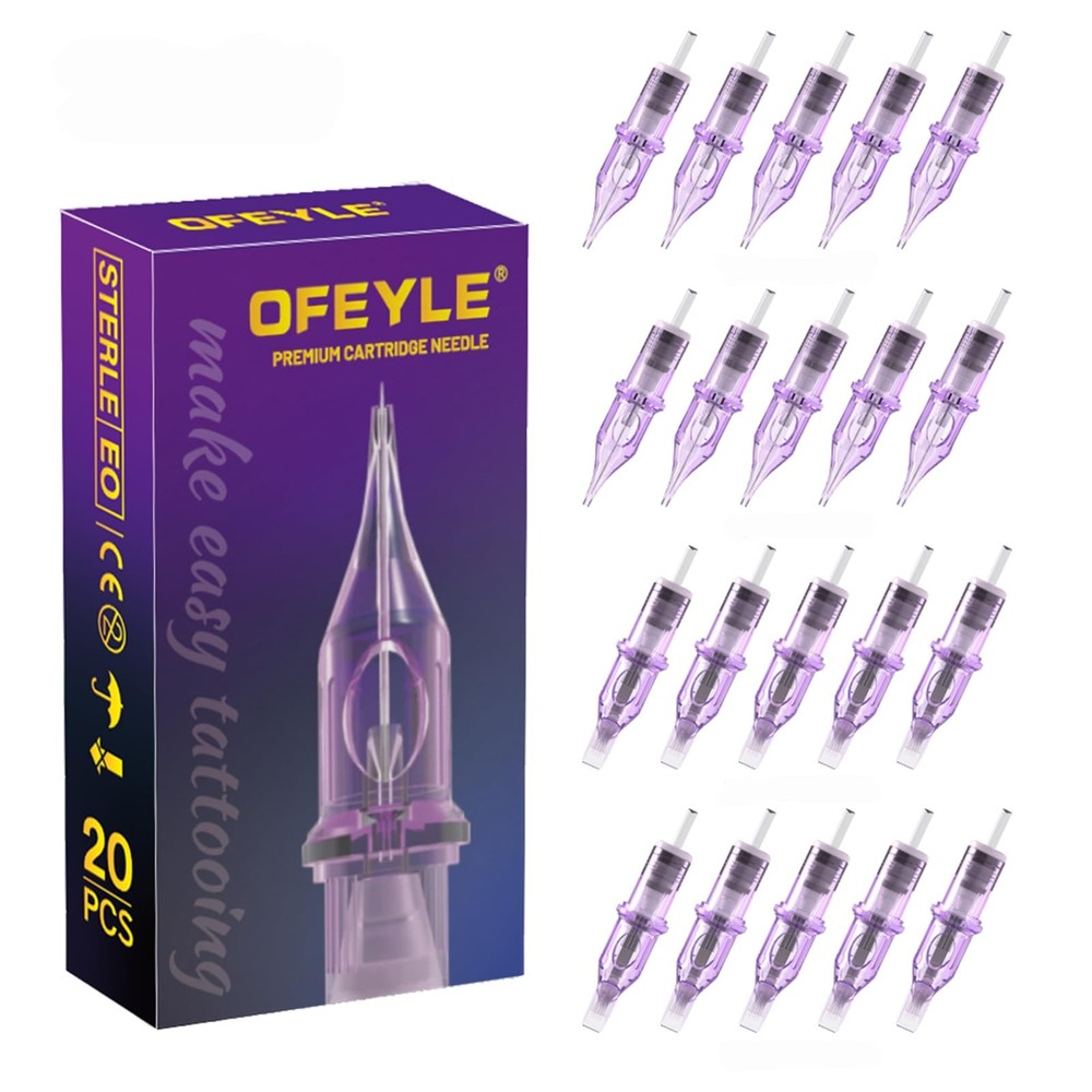 Tattoo Cartridge Needles 20Pcs Assorted Mixed Sizes Round Liner Shader Magnum -