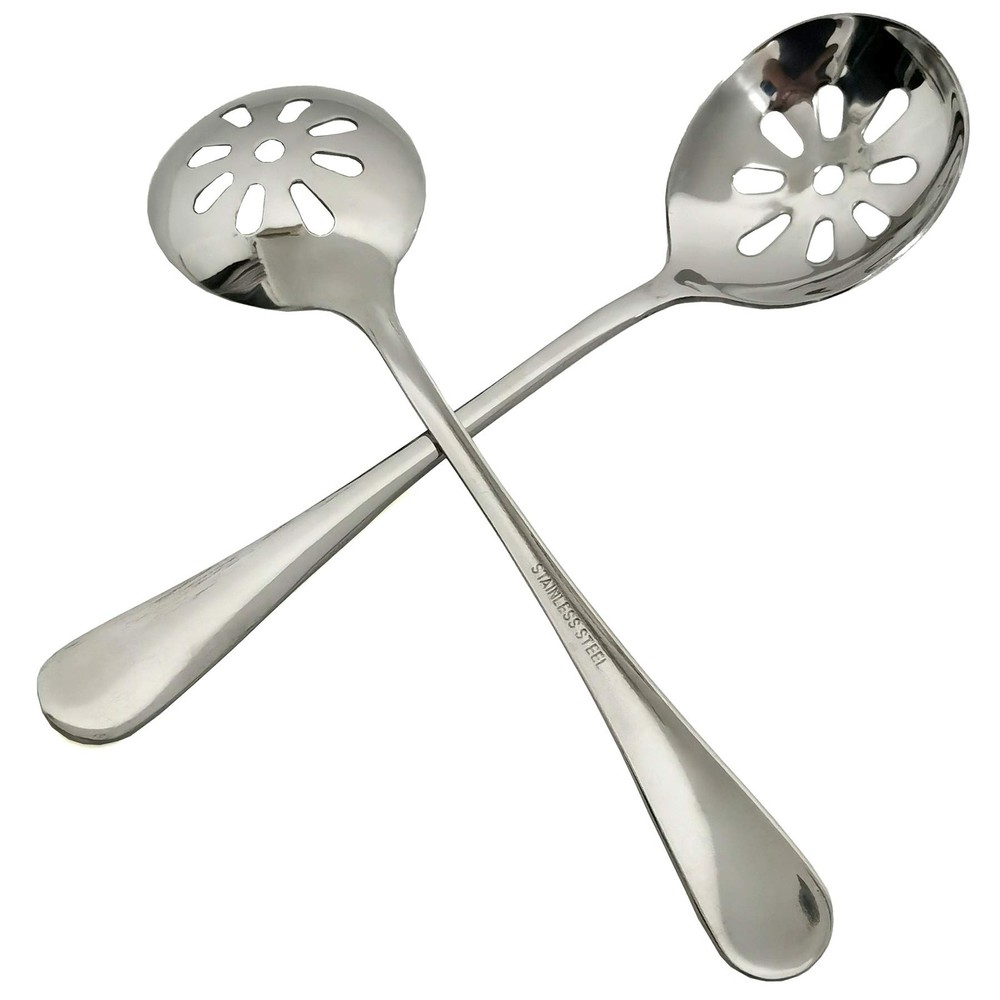2-Pack Soup Slotted Serving Spoon 7.7-inch Stainless Steel Colander Spoon for...