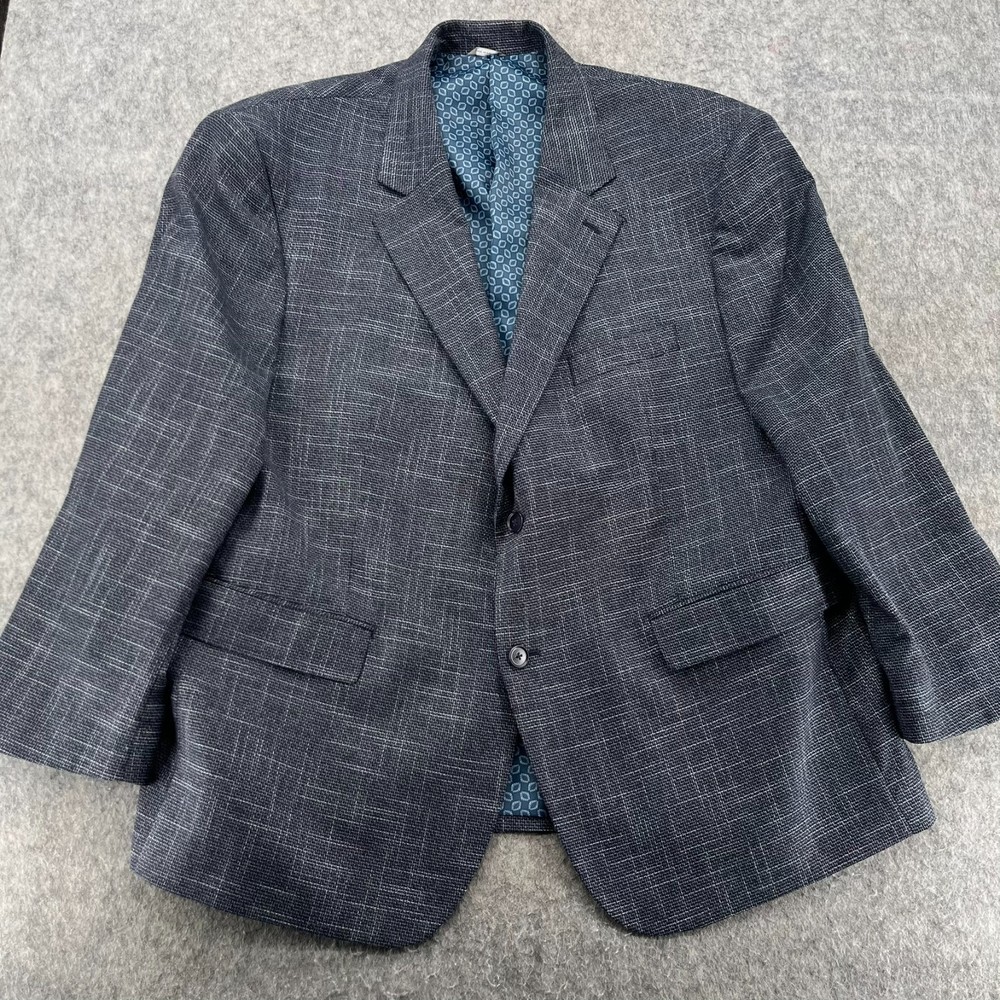 Oak Hill Mens 2XLT/ 50R/52R Blue Multi Plaid Blazer Jacket Sport Coat Big Tall