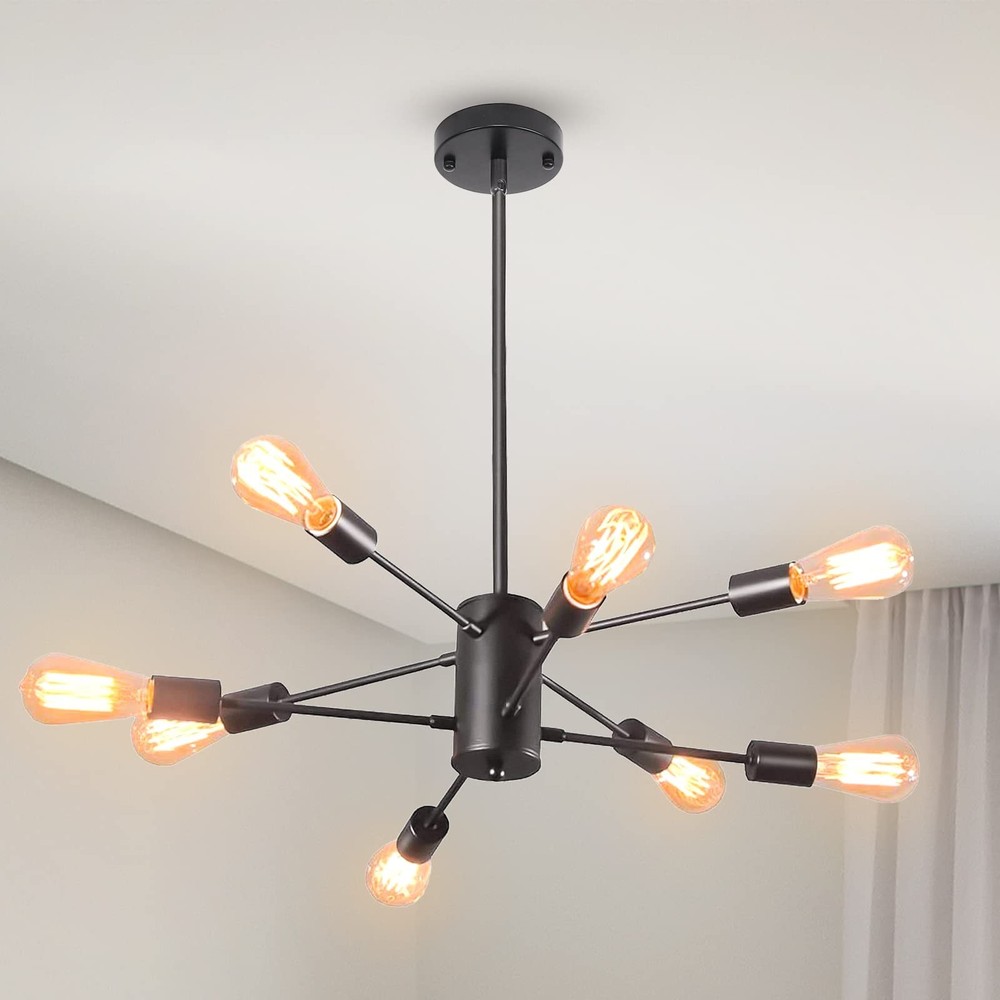 Sputnik Chandelier 8 Light Industrial Modern Ceiling Fixture with Metal Finish
