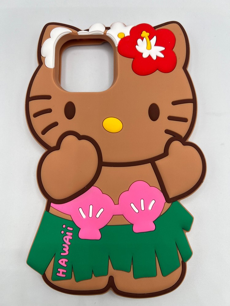 Hello Kitty Hawaii Brown Silicone Soft Phone Case For IPhone 12 and 13 PRO MAX