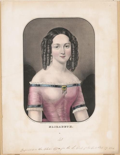 Photo:Elizabeth Portrait c1846 Currier New York Woman Pink Dress