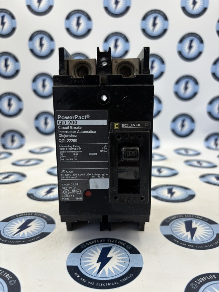 Square D PowerPact QD 200 QDL22200 200 Amp 240V 2 Pole Circuit Breaker