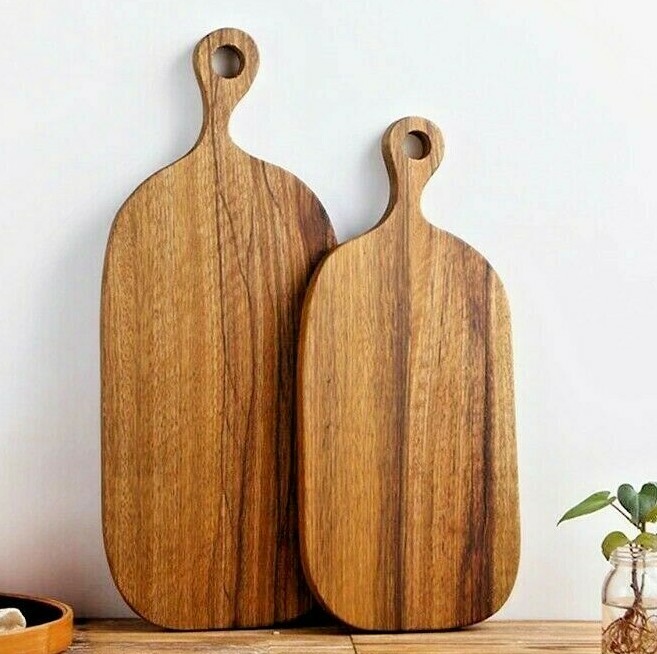 Solid Wood Cutting Board Rectangular Chopping Slicing Block Bread Tray Plate XL